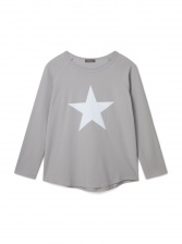 Tasha Dove Grey Top with White Star Logo by ChalkUK